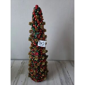 Salzburg 24" creations tree plaid red green glitter gold sparkle